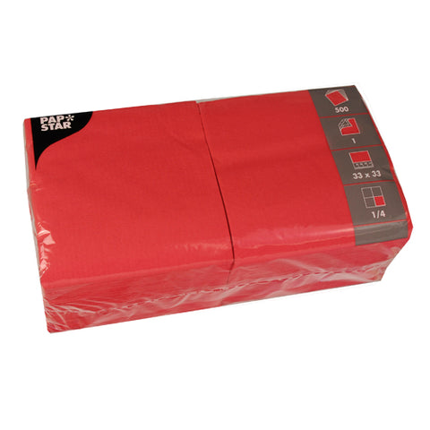 Serviettes. 1 pli pliage 33 cm x 33 cm rouge