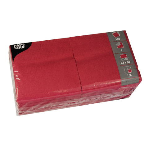 Serviettes. 1 pli pliage 33 cm x 33 cm lie de vin