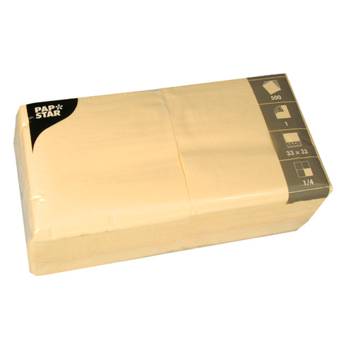 Serviettes. 1 pli pliage 33 cm x 33 cm crème 