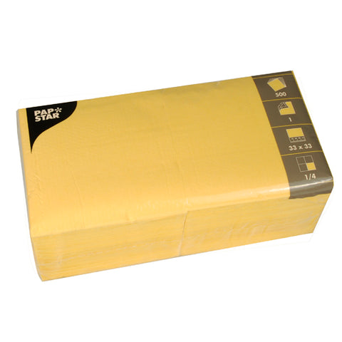 Serviettes. 1 pli pliage 33 cm x 33 cm jaune