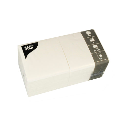 Serviettes. 3 plis pliage 24 cm x 24 cm blanc