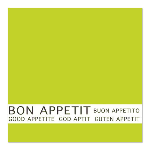Serviettes. 3 plis pliage 33 cm x 33 cm vert anis "Bon Appetit"