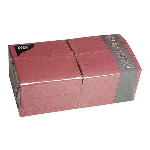 Serviettes. 3 plis pliage 1/8 33 cm x 33 cm bordeaux