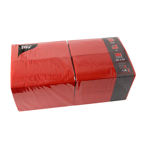 Serviettes. 3 plis pliage 1/8 33 cm x 33 cm rouge
