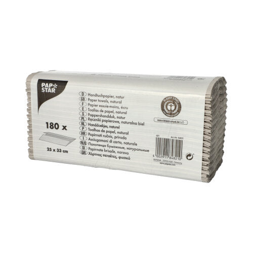 Feuilles Papier essuie-mains C-Falz 33 cm x 25 cm naturel 1 pli (3600 unités)