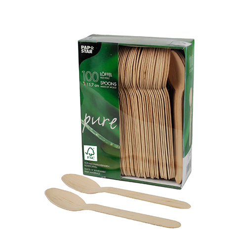 Cuillères de bois "pure" 15.7 cm (1000 unités)