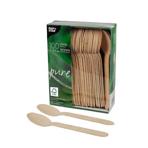 Cuillères de bois "pure" 15.7 cm (1000 unités)