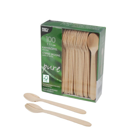 Cuillères à café en bois "pure" 11 cm (1000 unités)