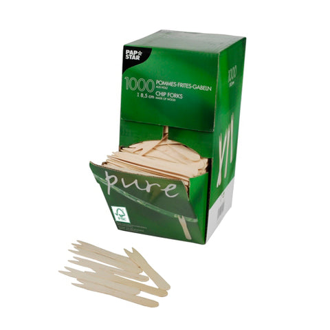 Fourchettes à frites en bois "pure" 8,5 cm (6000 unités)