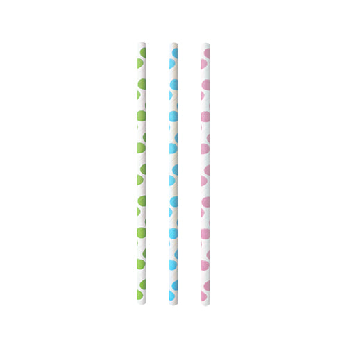 Pailles en papier Ø 6 mm · 20 cm couleurs assorties "Dots" (500 unités)