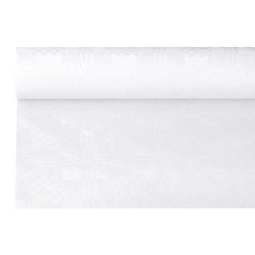 Nappe damassée 6 m x 1.2 m blanc (12 unités)