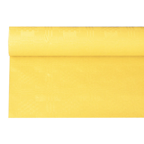 Nappe damassée 6 m x 1.2 m jaune (12 unités)