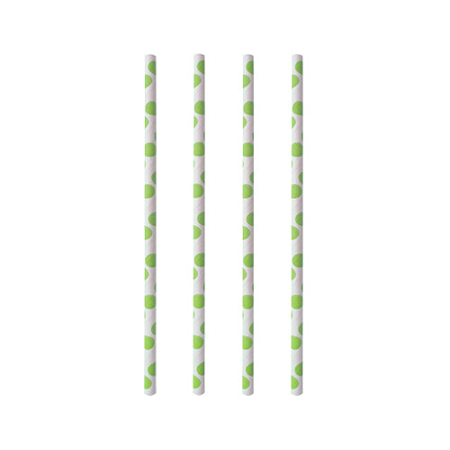 Pailles en papier Ø 6 mm · 20 cm "green Dots" (1000 unités)