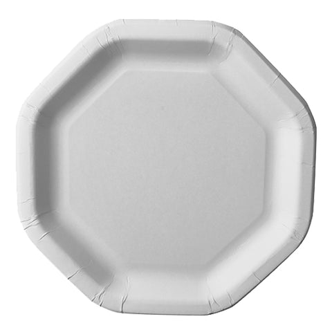 Assiettes, carton "pure" octogonales 23,5 cm x 23,5 cm blanc 
