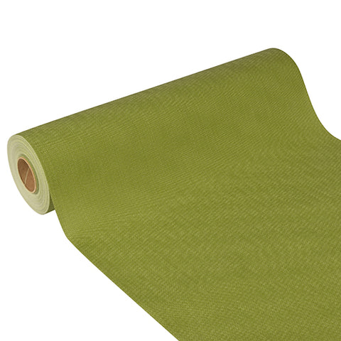Chemin de table. aspect textile. non tissé "soft selection plus" 24 m x 40 cm vert olive (4 unités)