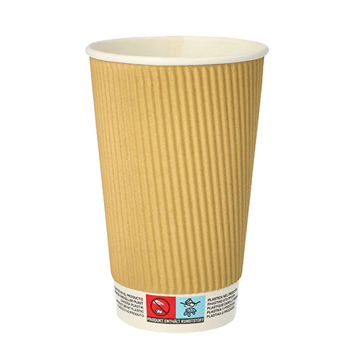 Gobelets carton 50 cl / 16 oz Ø 9 cm Ripple Wall (500 unités)