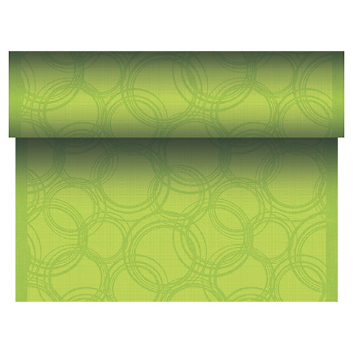 Chemin de table. aspect tissu. PV-tissu "ROYAL Collection" 24 m x 40 cm vert anis "Bubbles" (4 unités)