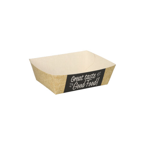 Barquettes frites en carton fibres vierges "pure" 3.5 cm x 7 cm x 9 cm "Good Food" petit (500 unités)