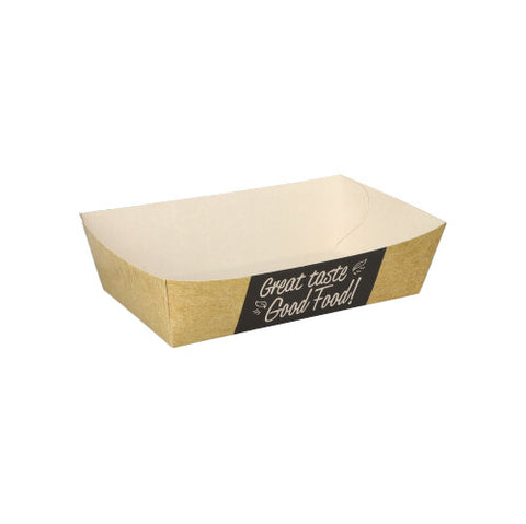 Barquettes frites en carton fibres vierges "pure" 3.5 cm x 7 cm x 12 cm "Good Food" moyen (600 unités)