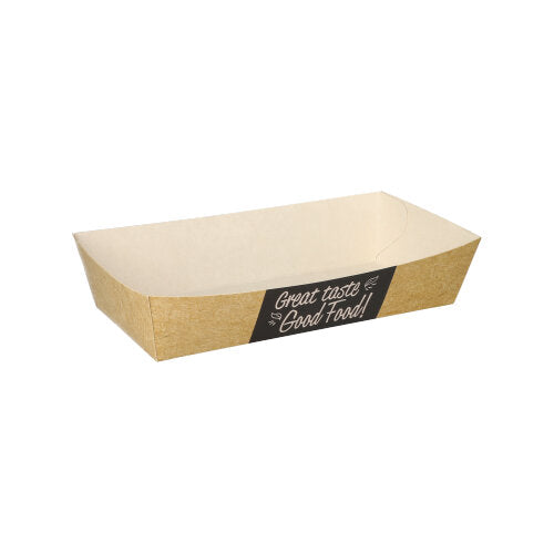 Barquettes frites en carton fibres vierges "pure" 3.5 cm x 7 cm x 15 cm "Good Food" grand (600 unités)