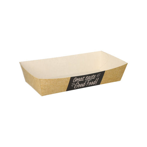 Barquettes frites en carton fibres vierges "pure" 3.5 cm x 7 cm x 15 cm "Good Food" grand (600 unités)