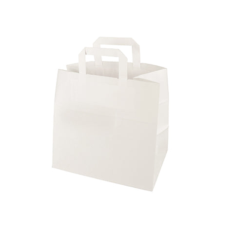 Sacs papier blanc 25 cm x 26 cm x 17 cm avec anses et code EAN individuel
