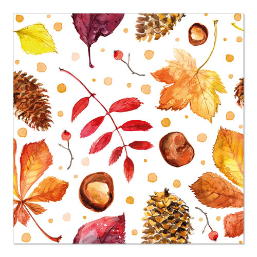 Serviettes. 3 plis pliage 33 cm x 33 cm "Höstlöv"