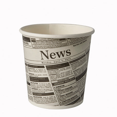 Coupelles carton "To Go" rond 470 ml Ø 9.9 cm · 9.9 cm "Newsprint" (500 unités)