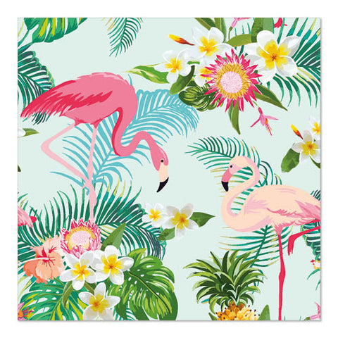 Serviettes. 3 plis pliage 33 cm x 33 cm "Exotic Flamingos"