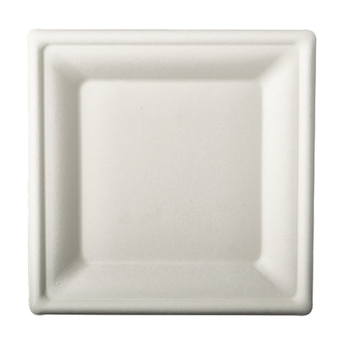 Assiettes en canne à sucre "pure" carré 20 cm x 20 cm blanc