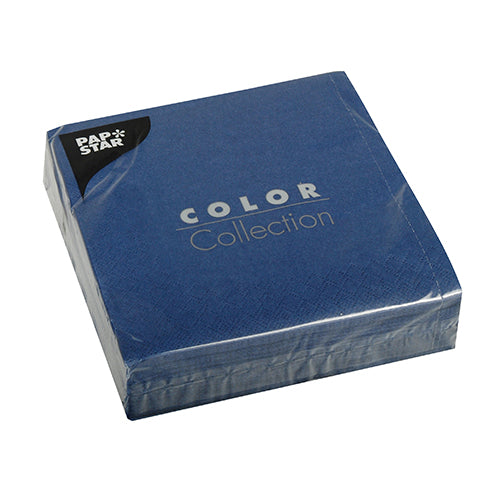 Serviettes. 3 plis pliage 33 cm x 33 cm bleu foncé