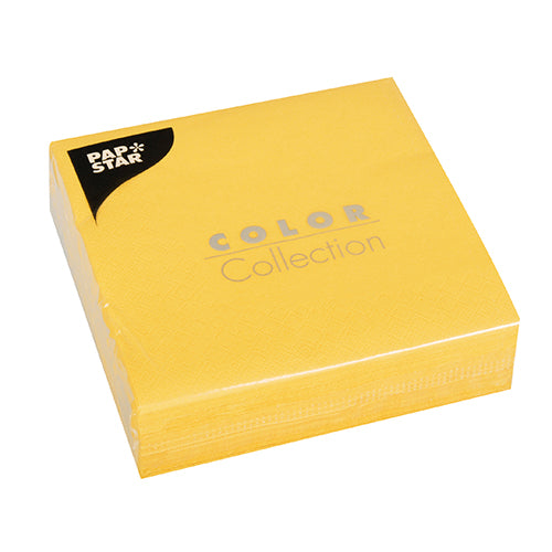 Serviettes. 3 plis pliage 33 cm x 33 cm jaune