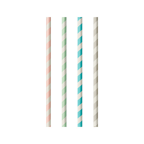 Pailles en papier Ø 6 mm · 20 cm couleurs assorties "Stripes" (1000 unités)