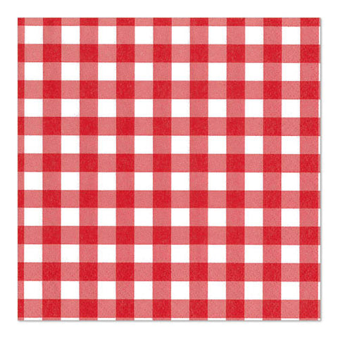Serviettes. 3 plis pliage 33 cm x 33 cm rouge "Vichy Karo"