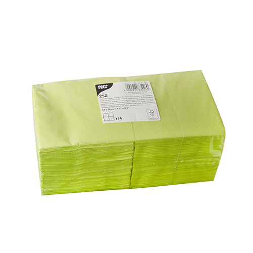 Serviettes. 3 plis pliage 24 cm x 24 cm vert anis