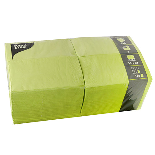 Serviettes. 3 plis pliage 1/8 33 cm x 33 cm vert anis 