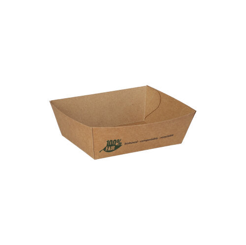 Barquettes snack carton "pure" 3.5 cm x 7 cm x 9 cm marron "100% Fair" petit (800 unités)