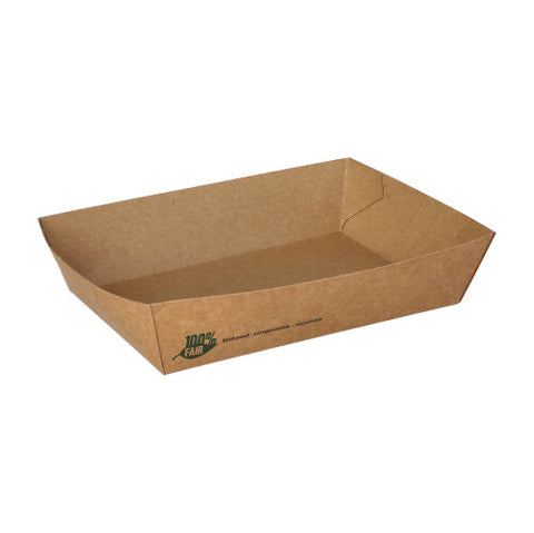 Barquettes snack. carton "pure" 4 cm x 11 cm x 16 cm marron "100% Fair" très grande taille (640 unités)