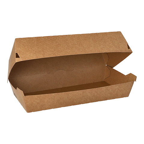 Boites à sandwich en carton fibres vierges "pure" 7.5 cm x 10.7 cm x 22 cm marron "100% Fair" grand (175 unités)