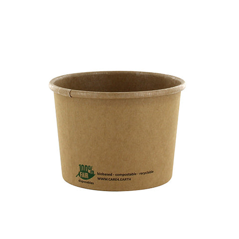 Terrines à soupe. carton "pure" rond 350 ml Ø 9.8 cm · 7 cm marron "100% Fair" (500 unités)