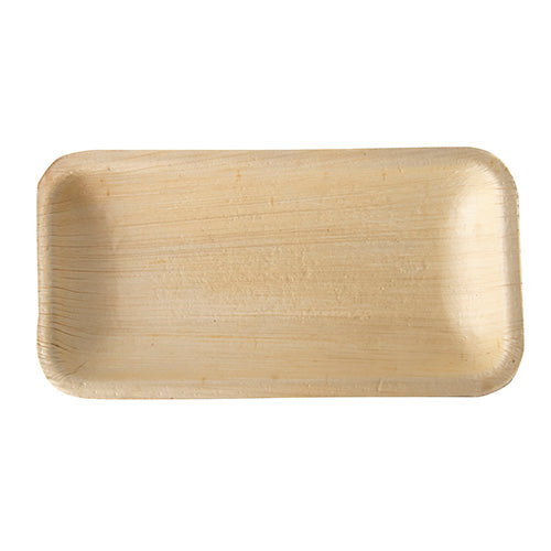 Plateaux de service. Feuille de palmier "pure" rectangulaire 24 cm x 16.5 cm x 2 cm (100 unités)