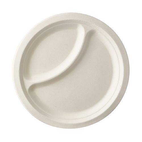 Assiettes en canne à sucre "pure" 2 compartiments