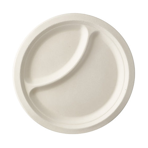 Assiettes en canne à sucre "pure" 2 compartiments
