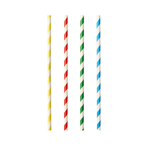 Pailles pour shakes. papier Ø 8 mm · 21 cm couleurs assorties "Stripes" (1000 unités)