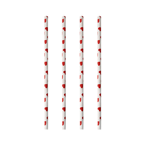 Pailles en papier Ø 6 mm · 20 cm "c½ur" (1000 unités)