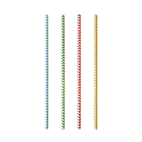 Pailles en papier Ø 6 mm · 20 cm couleurs assorties "Zig-Zag" (1000 unités)