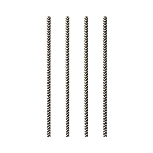 Pailles en papier Ø 6 mm · 20 cm noir/blanc "Zig-Zag" (1000 unités)