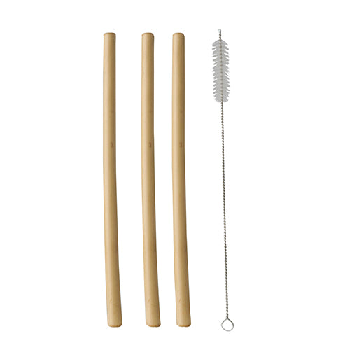 Pailles en bambou "pure" 23 cm brosse de nettoyage incluse (120 unités)