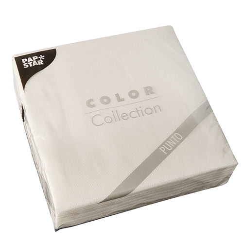 Serviettes. 2 plis "PUNTO" pliage ¿ 38 cm x 38 cm blanc microgaufrée