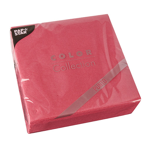 Serviettes. 2 plis "PUNTO" pliage ¿ 38 cm x 38 cm fuchsia microgaufrée